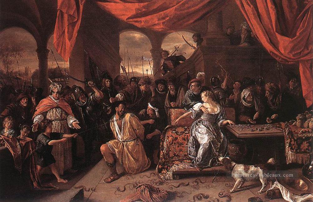 Samson et Delilah Hollandais genre peintre Jan Steen Peintures à l'huile